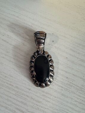 Silver Black Onyx Oval Pendant